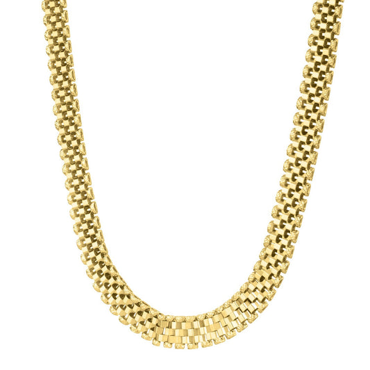 Size: 18 - 14k Yellow Gold Faceted Panther Link Chain Necklace