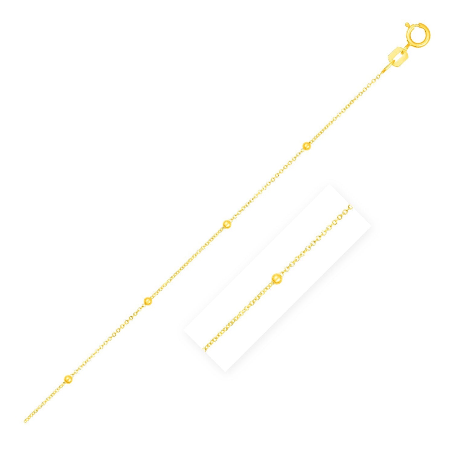 Size: 18'' - Bead Links Saturn Chain in 14k Yellow Gold (1.80 mm)