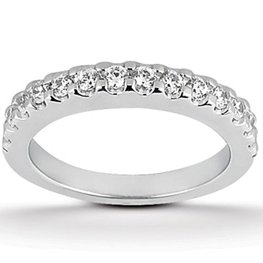 Size: 8.5 - 14k White Gold Shared Prong Diamond Wedding Ring Band