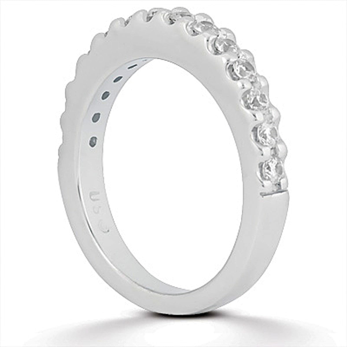 Size: 8.5 - 14k White Gold Shared Prong Diamond Wedding Ring Band