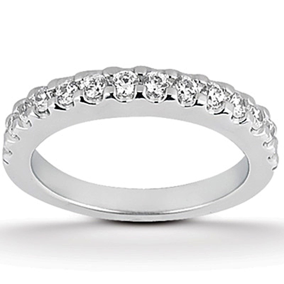 Size: 9 - 14k White Gold Shared Prong Diamond Wedding Ring Band