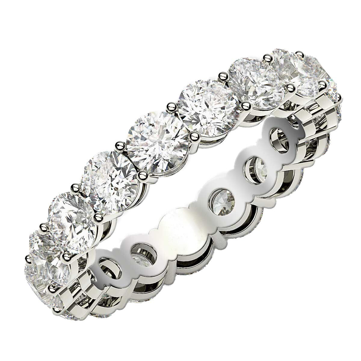 Size: 4.5 - Round Cut Lab Grown Diamond Eternity Ring in 14k White Gold (3 cttw FG/VS2)