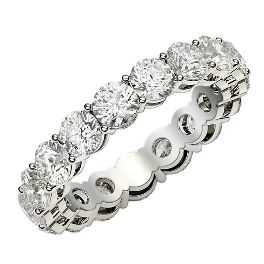 Size: 7.5 - Round Cut Lab Grown Diamond Eternity Ring in 14k White Gold (3 cttw FG/VS2)