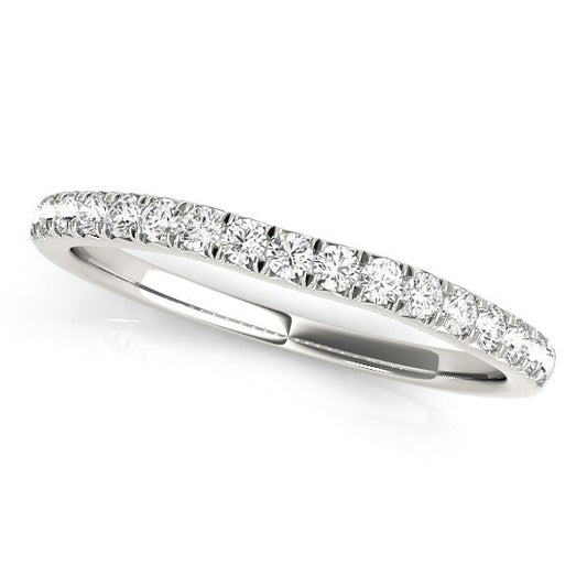 Size: 8.5 - 14k White Gold Curved Style Diamond Wedding Ring (1/3 cttw)