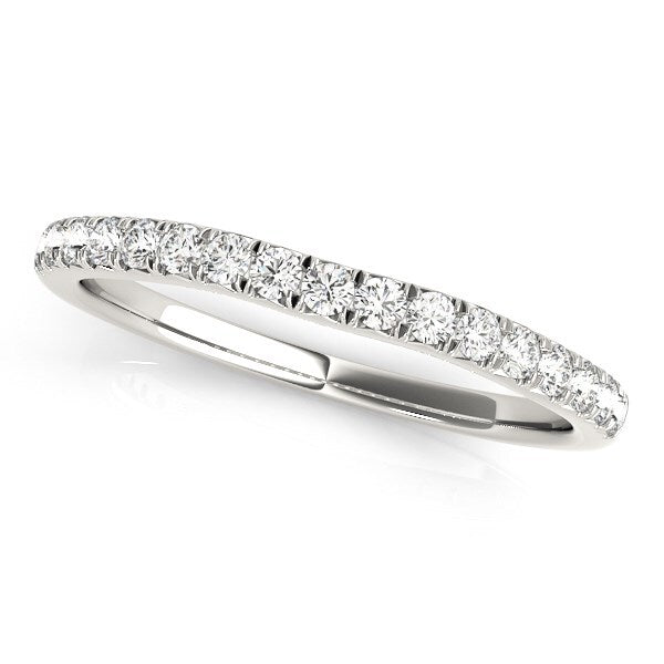 Size: 9 - 14k White Gold Curved Style Diamond Wedding Ring (1/3 cttw)