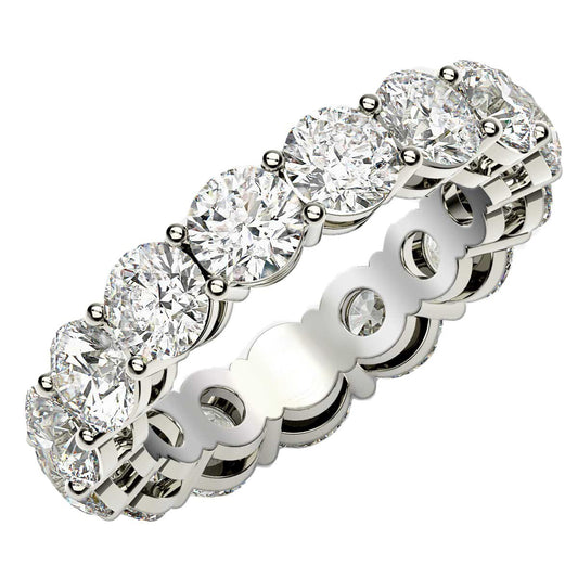 Size: 4.5 - Round Cut Lab Grown Diamond Eternity Ring in 14k White Gold (5 cttw FG/VS2)