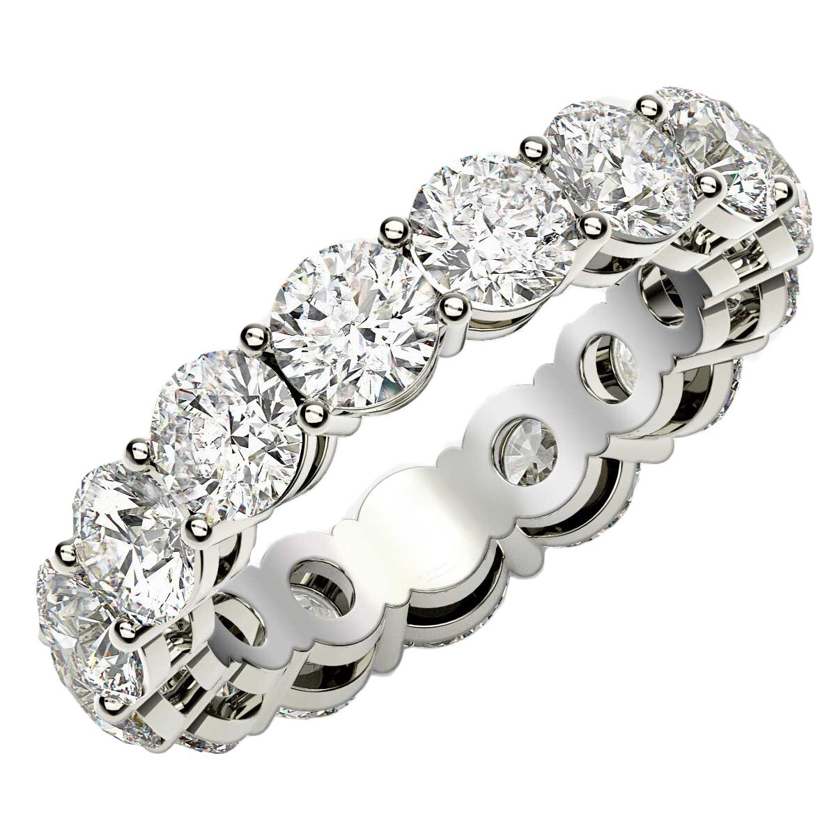 Size: 5.5 - Round Cut Lab Grown Diamond Eternity Ring in 14k White Gold (5 cttw FG/VS2)