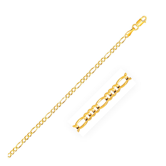 Size: 18'' - 14k Yellow Gold Solid Figaro Chain (2.80 mm)