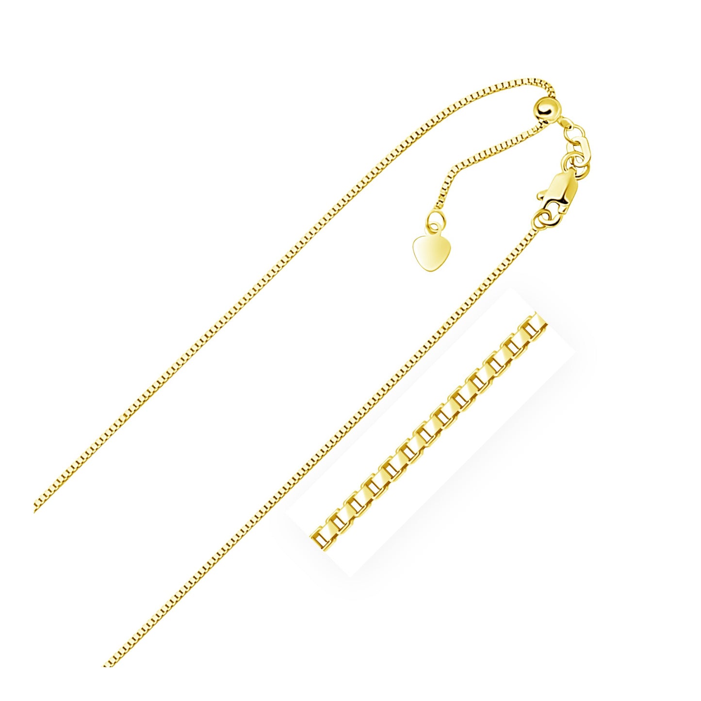 Size: 22'' - 14k Yellow Gold Adjustable Box Chain (0.85 mm)