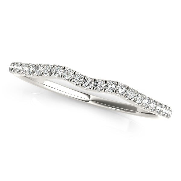 Size: 8 - 14k White Gold Wave Theme Diamond Wedding Band (1/8 cttw)