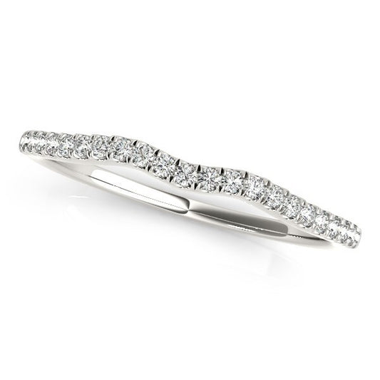 Size: 9 - 14k White Gold Wave Theme Diamond Wedding Band (1/8 cttw)