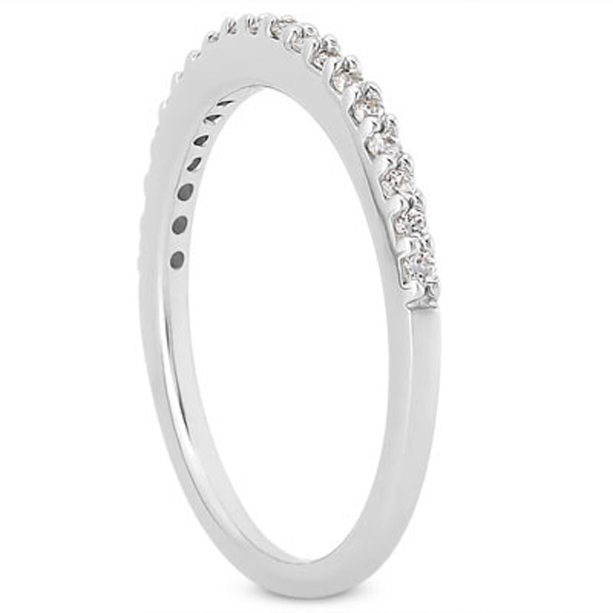 Size: 8.5 - 14k White Gold Slim Profile Diamond Micro Prong Diamond Wedding Ring Band