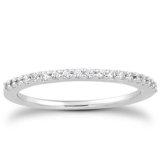 Size: 8.5 - 14k White Gold Slim Profile Diamond Micro Prong Diamond Wedding Ring Band