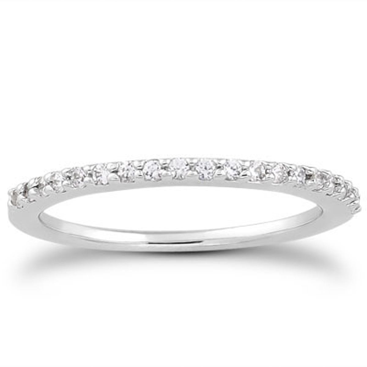 Size: 8 - 14k White Gold Slim Profile Diamond Micro Prong Diamond Wedding Ring Band