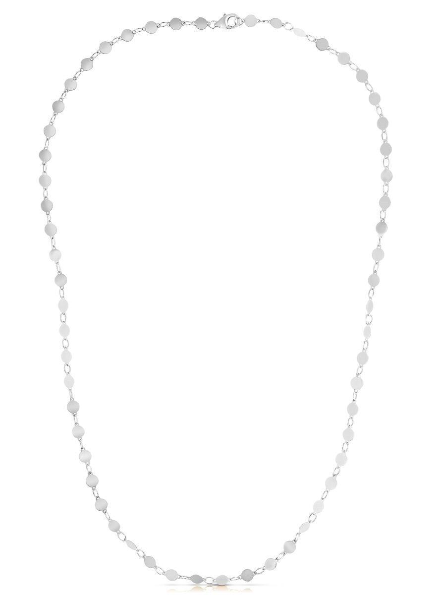 Size: 18'' - 14k White Gold Necklace with Polished Circles