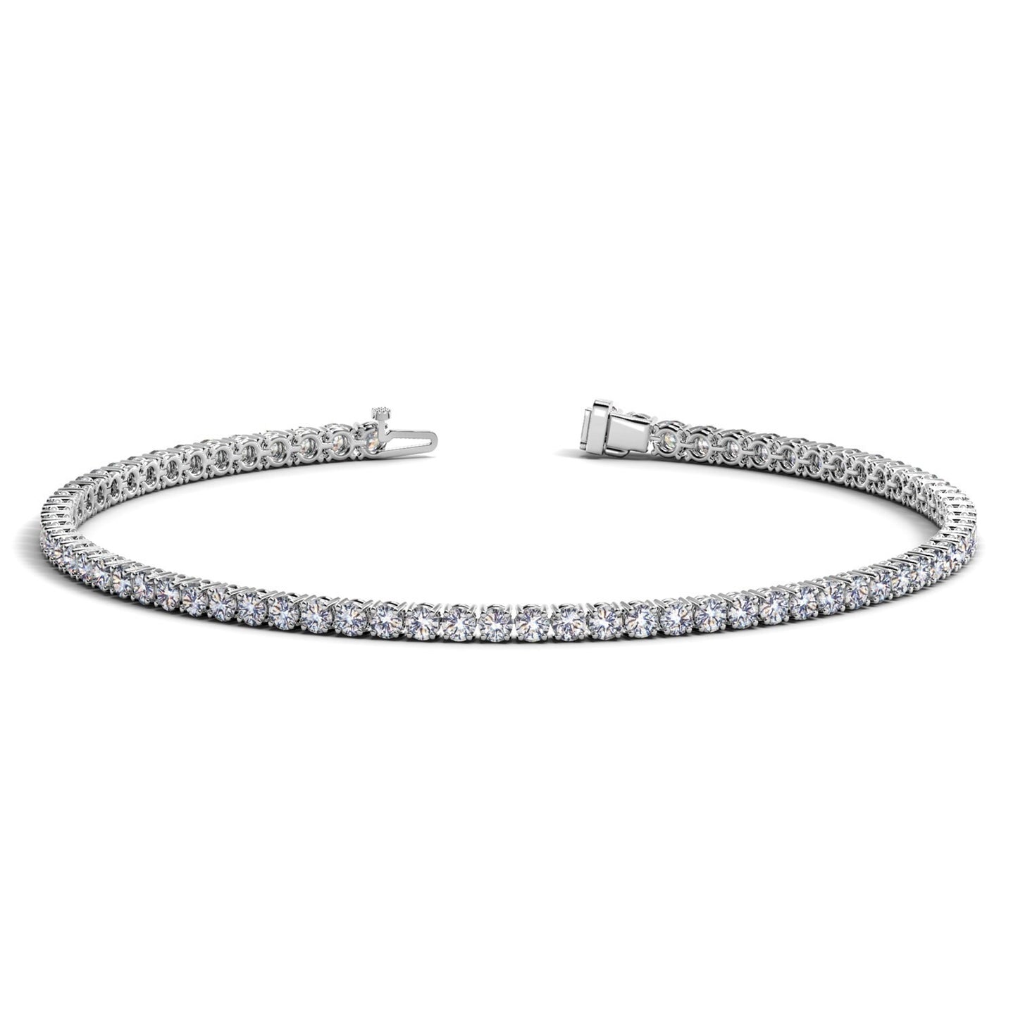 Size: 7 - Lab Grown Round Diamond Tennis Bracelet in 14k White Gold (2 cctw F/G  VS2/SI1)