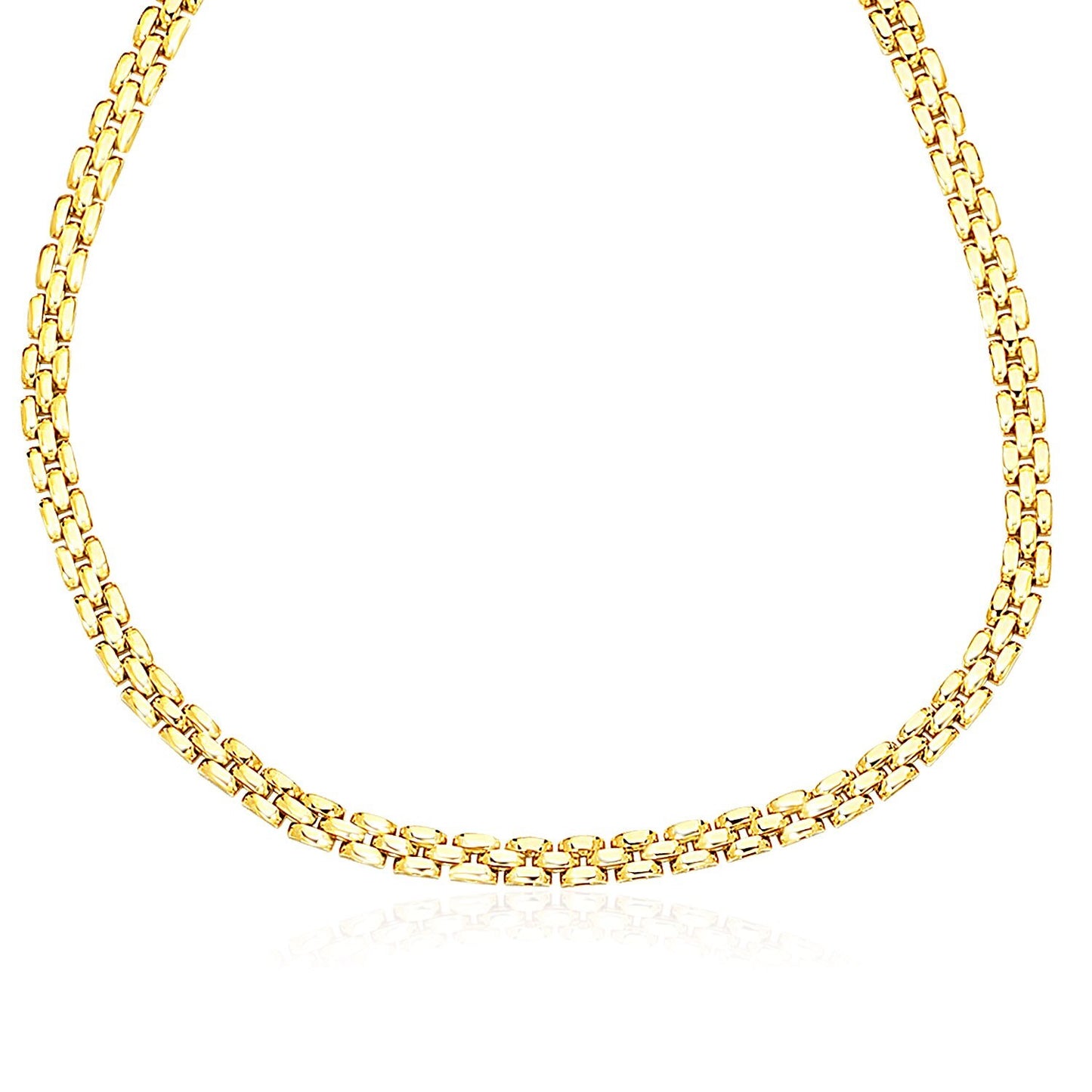 Size: 17'' - 14k Yellow Gold Panther Chain Link Shiny Necklace