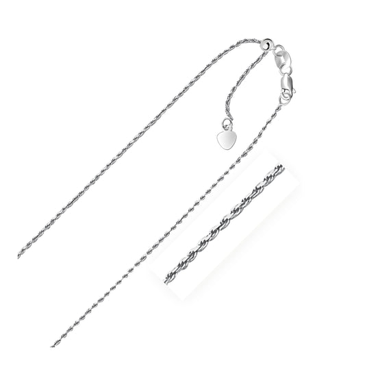 Size: 22'' - 14k White Gold Adjustable Rope Chain (0.95 mm)