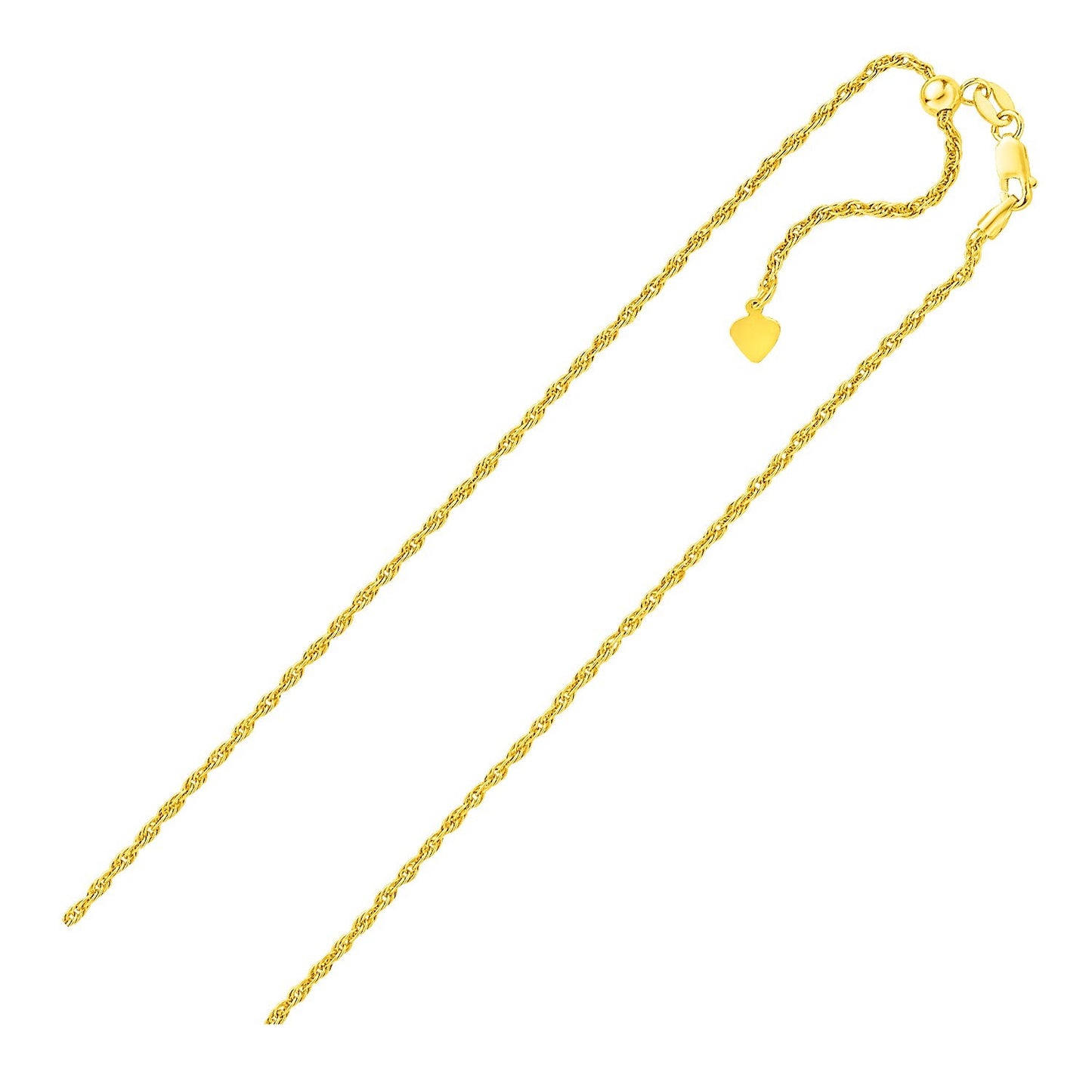 Size: 22'' - Sterling Silver in Yellow Finish 1.5mm Adjustable Rope Chain (1.50 mm)