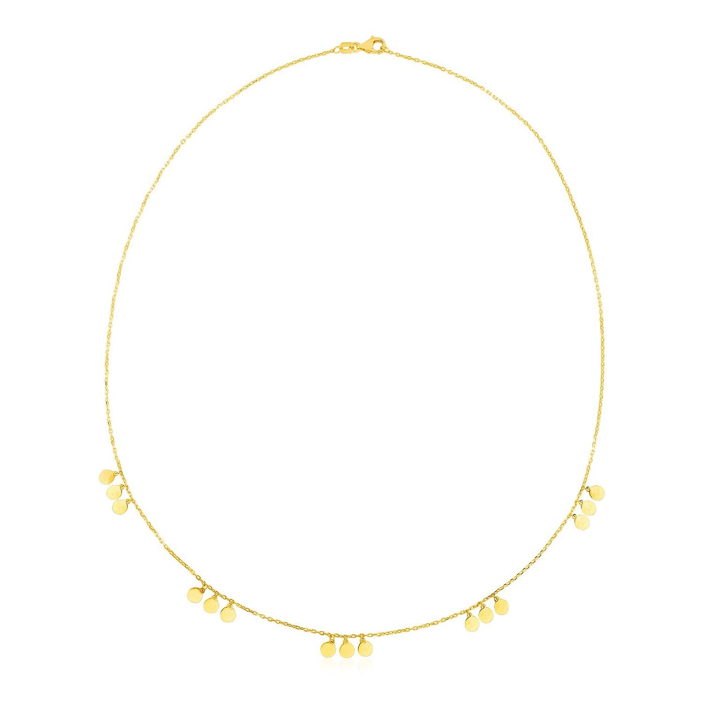 Size: 18'' - 14k Yellow Gold Necklace with Circle Dangle Stations