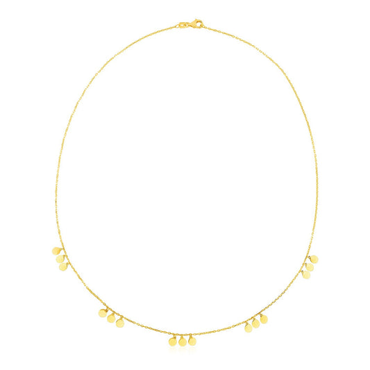 Size: 18'' - 14k Yellow Gold Necklace with Circle Dangle Stations