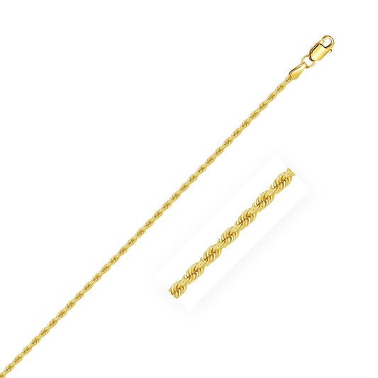 Size: 18'' - 14k Yellow Gold Solid Rope Chain (1.80 mm)