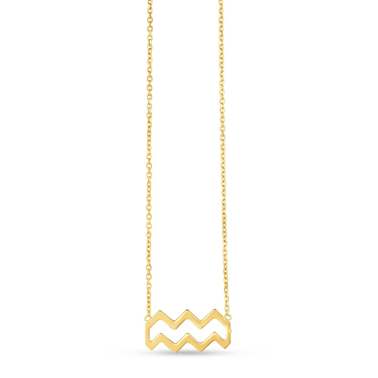 Size: 18 - 14K Yellow Gold Aquarius Necklace