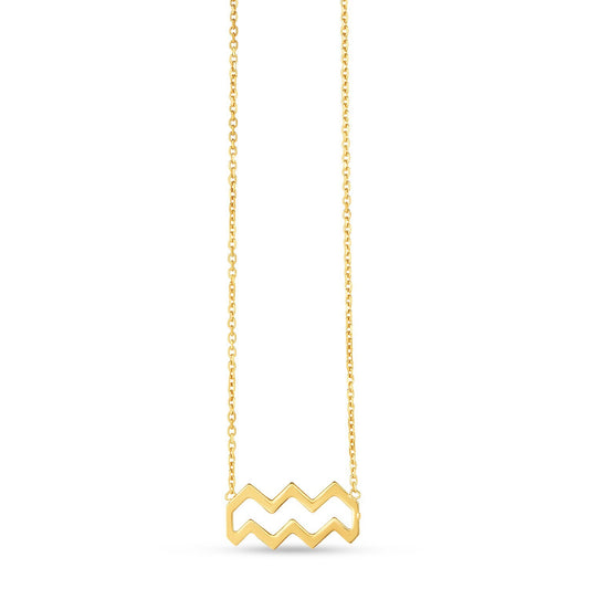 Size: 18 - 14K Yellow Gold Aquarius Necklace