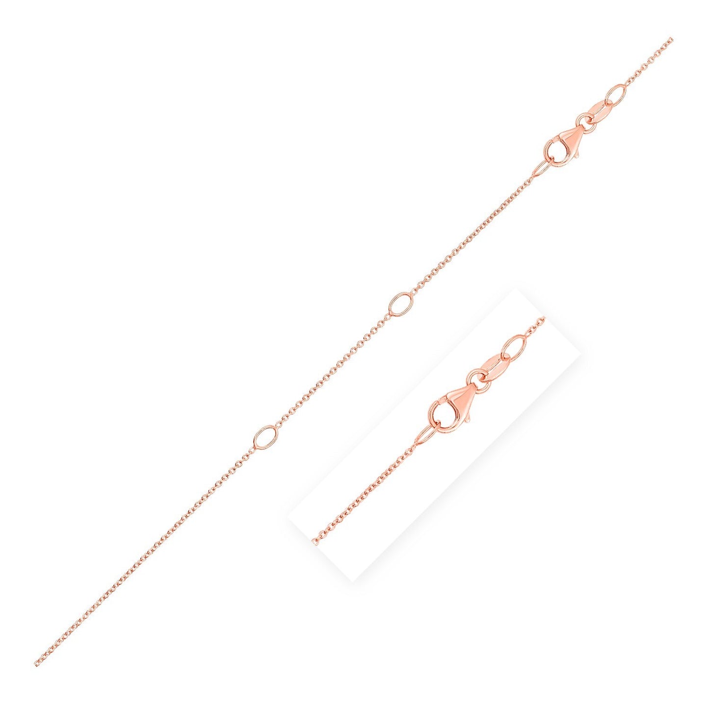 Size: 18'' - Double Extendable Cable Chain in 14k Rose Gold (0.85 mm)