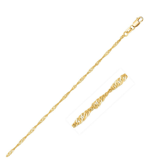 Size: 18 - 10k Yellow Gold Singapore Chain (1.50 mm)