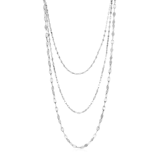 Size: 16'' - Sterling Silver Three Strand Marina Link Necklace