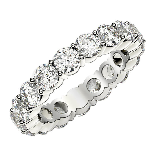 Size: 4.5 - Round Cut Lab Grown Diamond Eternity Ring in 14k White Gold (3 cttw FG/VS2)