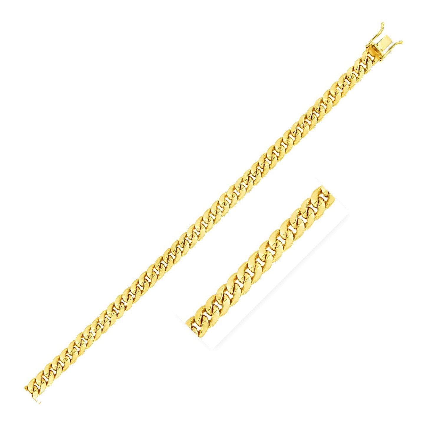 Size: 20 - 10k Yellow Gold Semi Solid Miami Cuban Chain (4.50 mm)