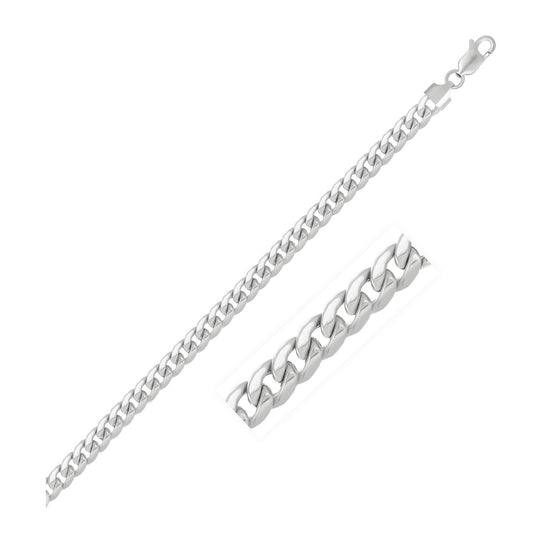 Size: 22'' - 14k White Gold Miami Cuban Semi Solid Chain (5.50 mm)