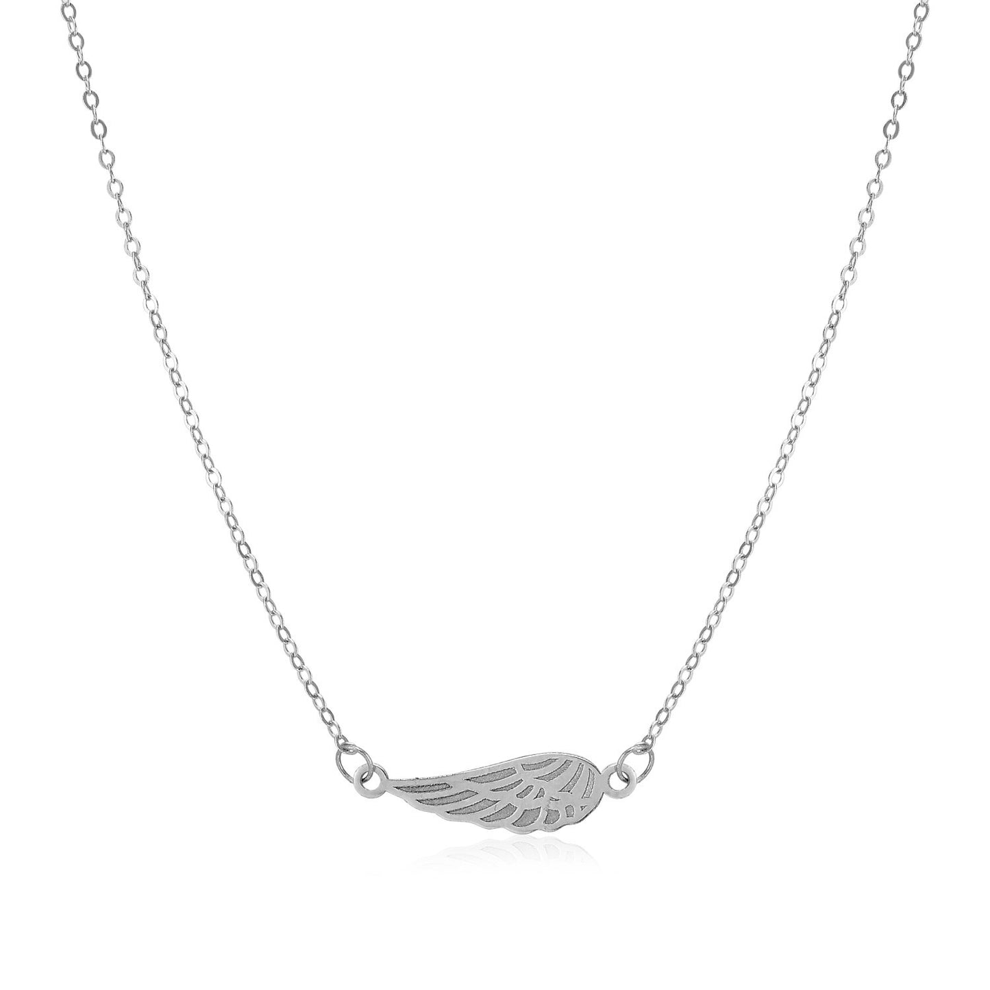 Size: 18'' - 14K White Gold Angel Wing Necklace