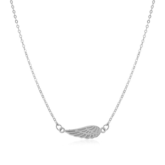 Size: 18'' - 14K White Gold Angel Wing Necklace