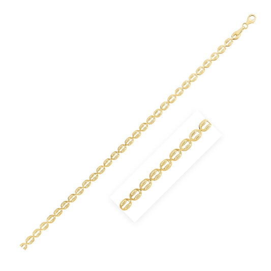 Size: 17'' - 14k Yellow Gold High Polish Textured Puffed Oval Link Chain (3.80 mm)