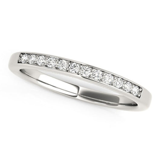 Size: 3.5 - 14k White Gold Diamond Wedding Band (1/8 cttw)