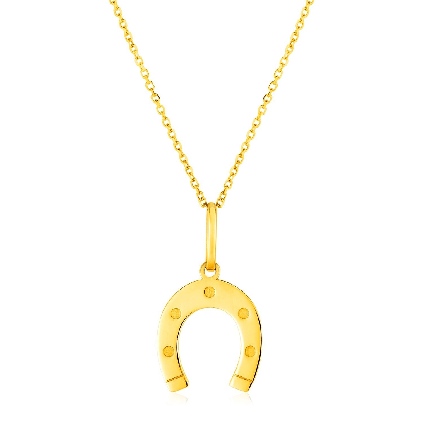 Size: 18'' - 14K Yellow Gold Necklace with Horseshoe