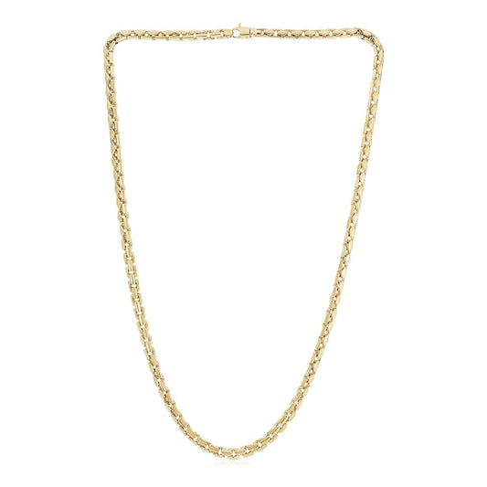 Size: 22'' - 14k Yellow Gold High Polish Mens Fancy Box Necklace (5.0mm)