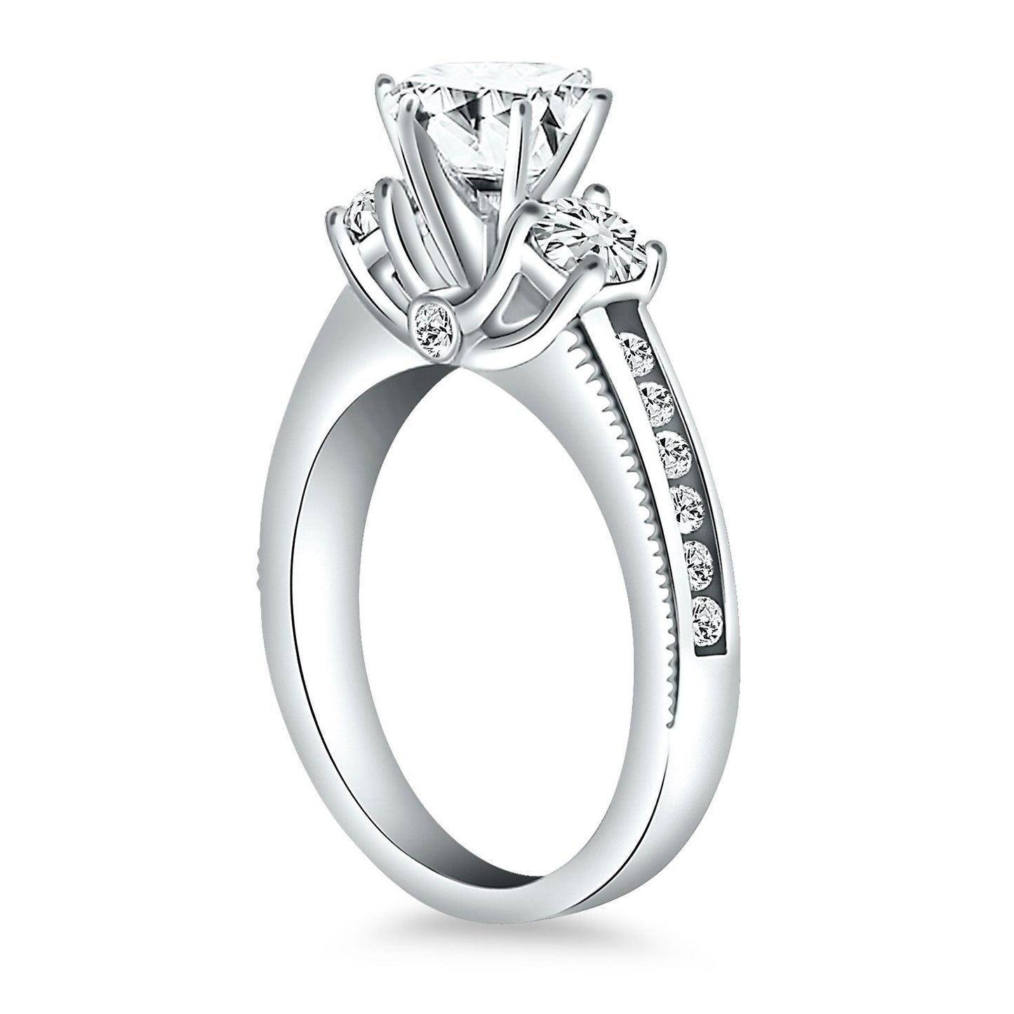 Size: 4.5 - 14k White Gold Multi Diamond Engagement Ring Mounting