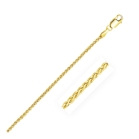 Size: 18'' - 14k Yellow Gold Round Wheat Chain (2.10 mm)