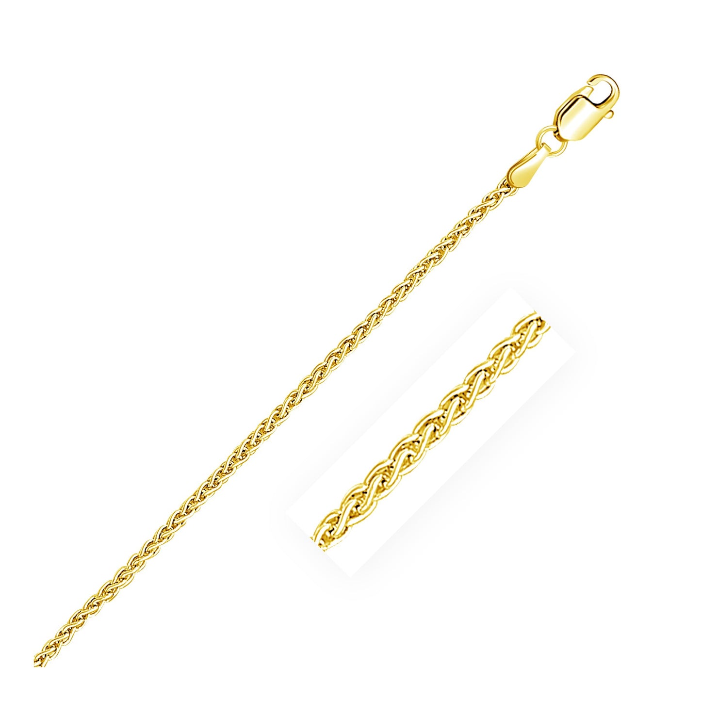 Size: 20'' - 14k Yellow Gold Round Wheat Chain (2.10 mm)