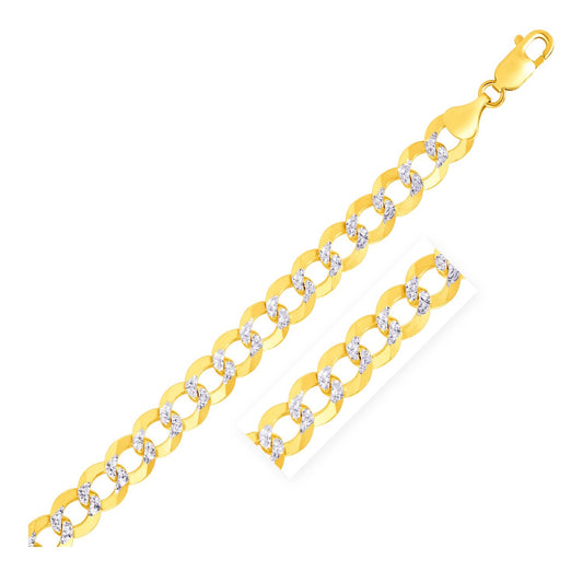 Size: 24'' - 10 mm 14k Two Tone Gold Pave Curb Chain (9.70 mm)