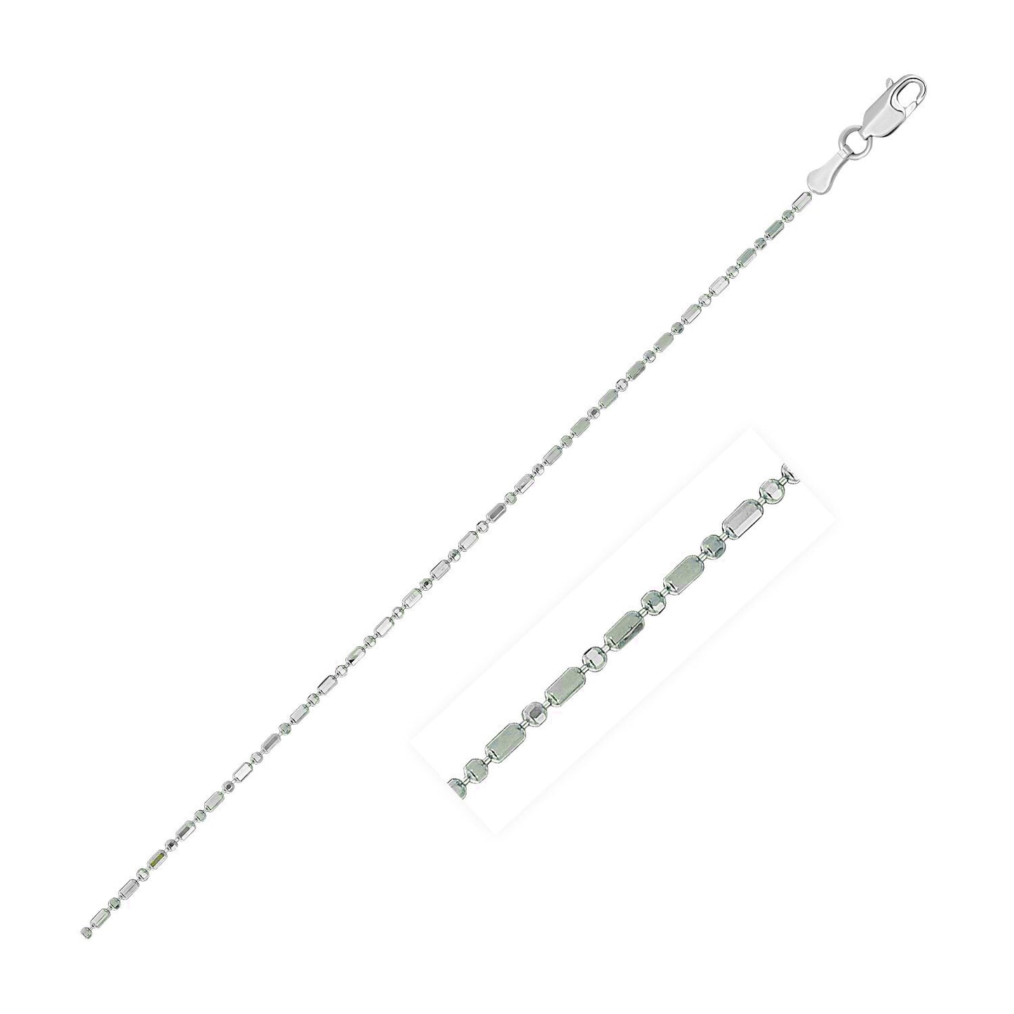 Size: 20'' - 14k White Gold Diamond-Cut Bead Chain (0.90 mm)