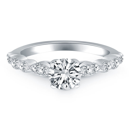 Size: 8.5 - 14k White Gold Fancy Shaped Diamond Engagement Ring