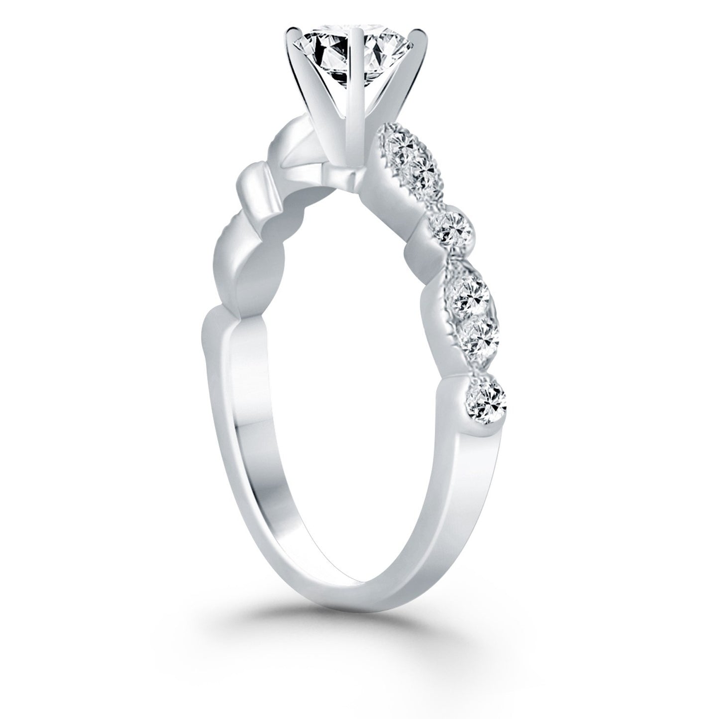 Size: 8.5 - 14k White Gold Fancy Shaped Diamond Engagement Ring