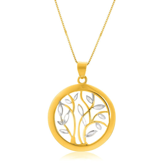 Size: 18 - 14k Two-Tone Gold Pendant with an Open Round Tree Design