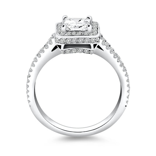 Size: 4.5 - 14k White Gold Diamond Halo Split Shank Engagement Ring Mounting