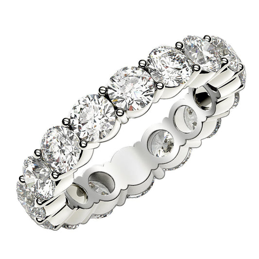 Size: 4.5 - Round Cut Lab Grown Diamond Eternity Ring in 14k White Gold (4 cttw FG/VS2)